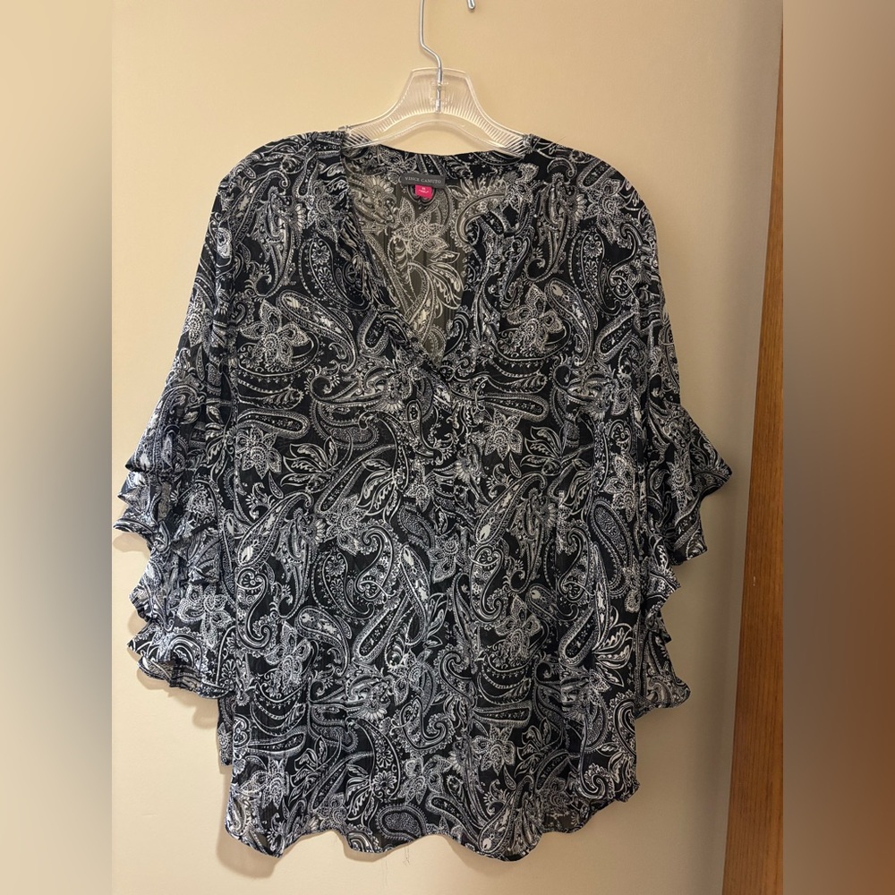 Vince Camuto Black and White Paisley Blouse